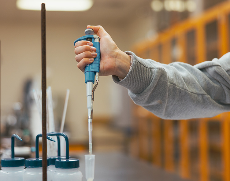 student working in a lab