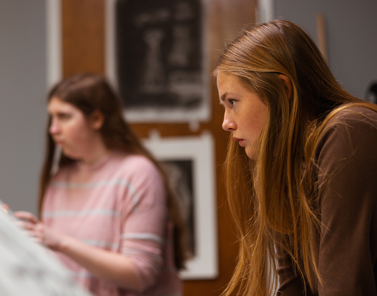 student working on art project in studio