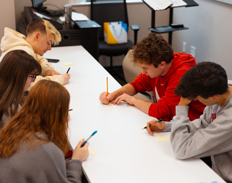 students working in a classroom