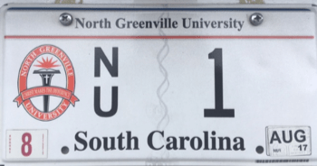 South Carolina license plate with NU on it.