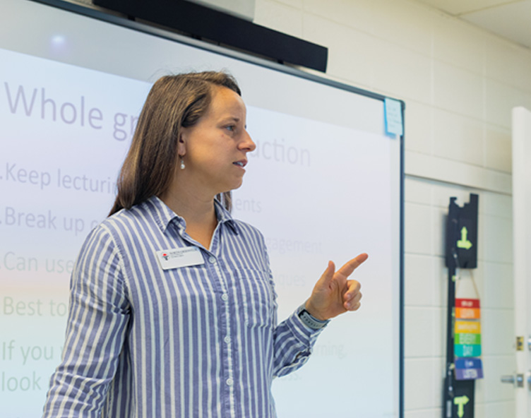 professor lecturing in classroom