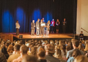 Fants honored at chapel with a senate resolution presented by Sen. Tom Corbin and Sen. Dwight Loftis.