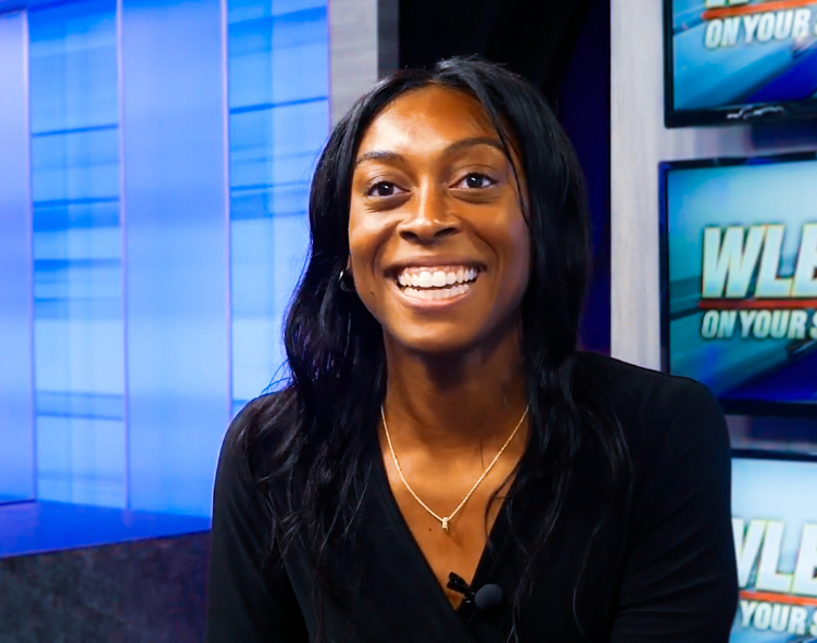 woman looking at camera in studio