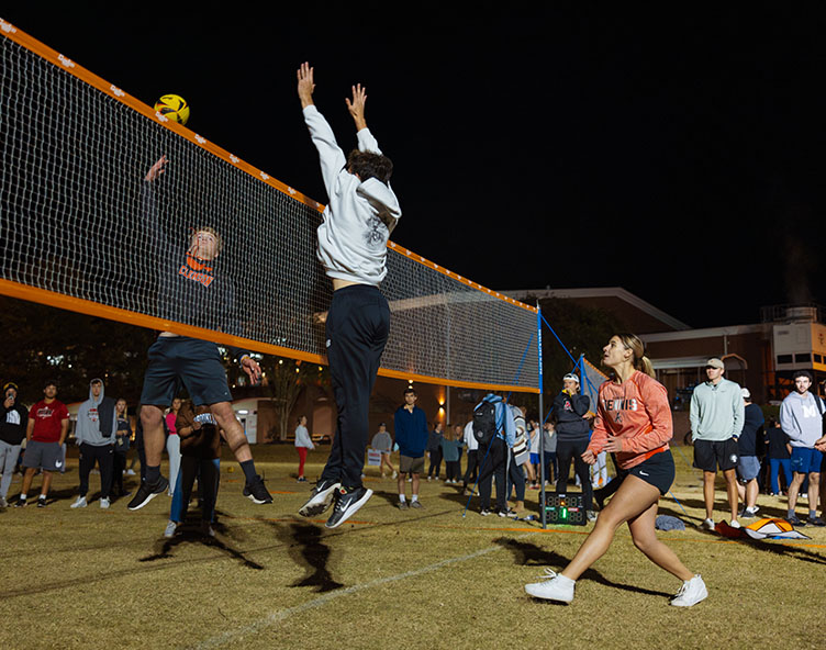 NGU students playing volleyball